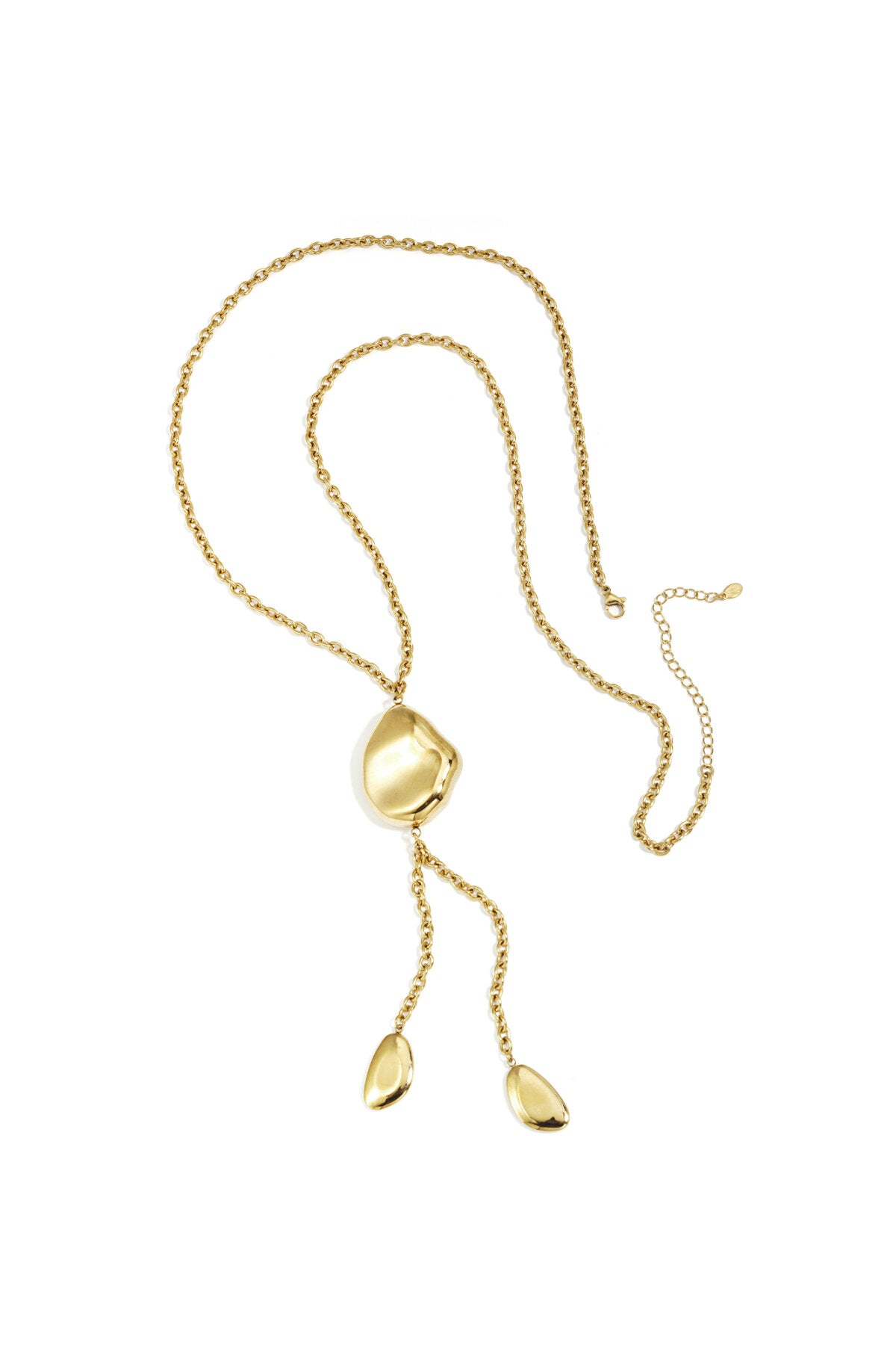 Crush statement ketting met organische beads gold
