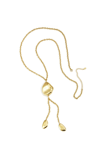 Crush statement ketting met organische beads gold