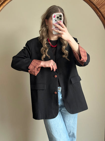 Zoey Blazer schwarz mit Karodetail
