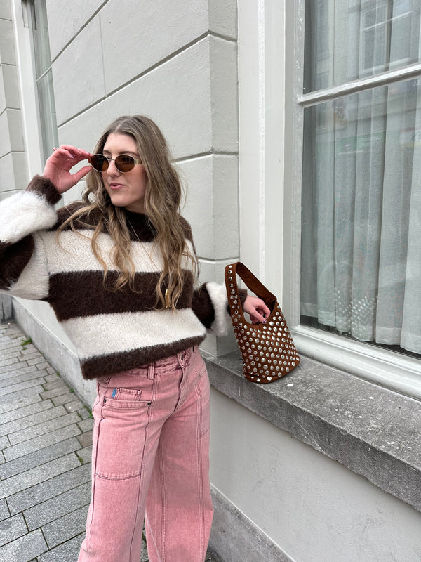 Laura gestreifter Pullover Schoko