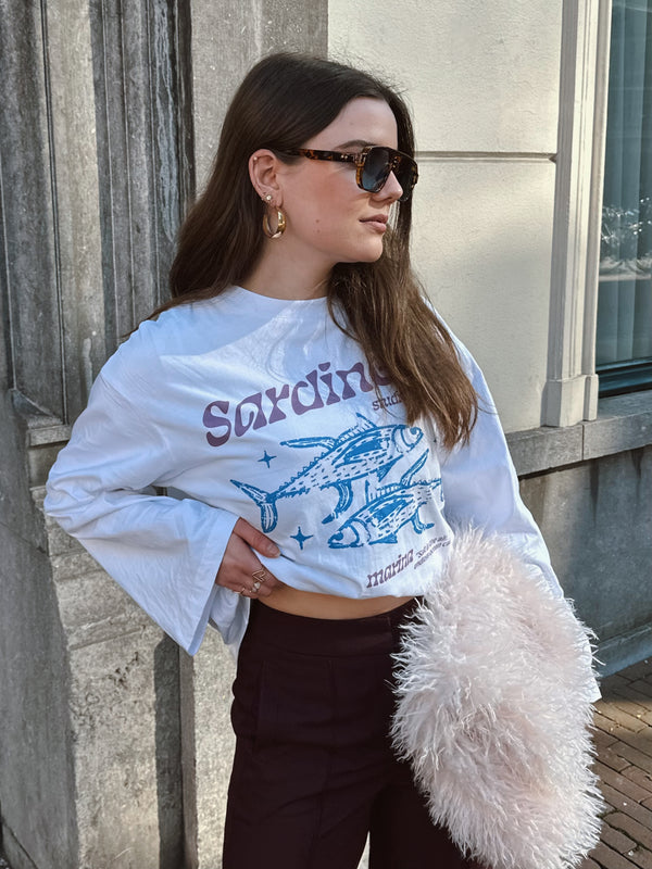 Studio Amaya Sardines Langarmshirt Print weiß