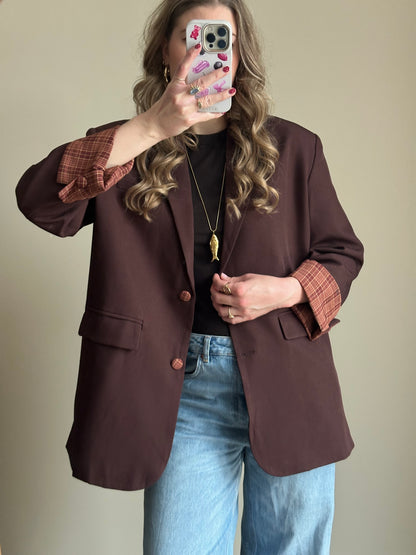 Zoey Blazer Braun mit Karodetail