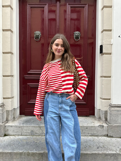 Amy gestreifter Langarmshirt rot