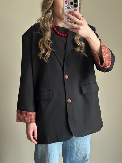 Zoey Blazer schwarz mit Karodetail