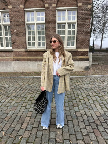 Karierter Oversized-Blazer in Gelb