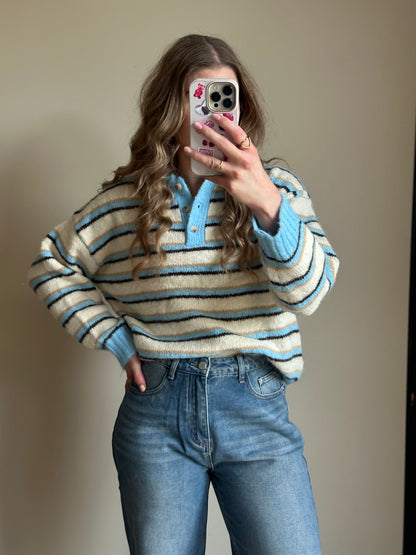 Maud Poloshirt Streifen blau