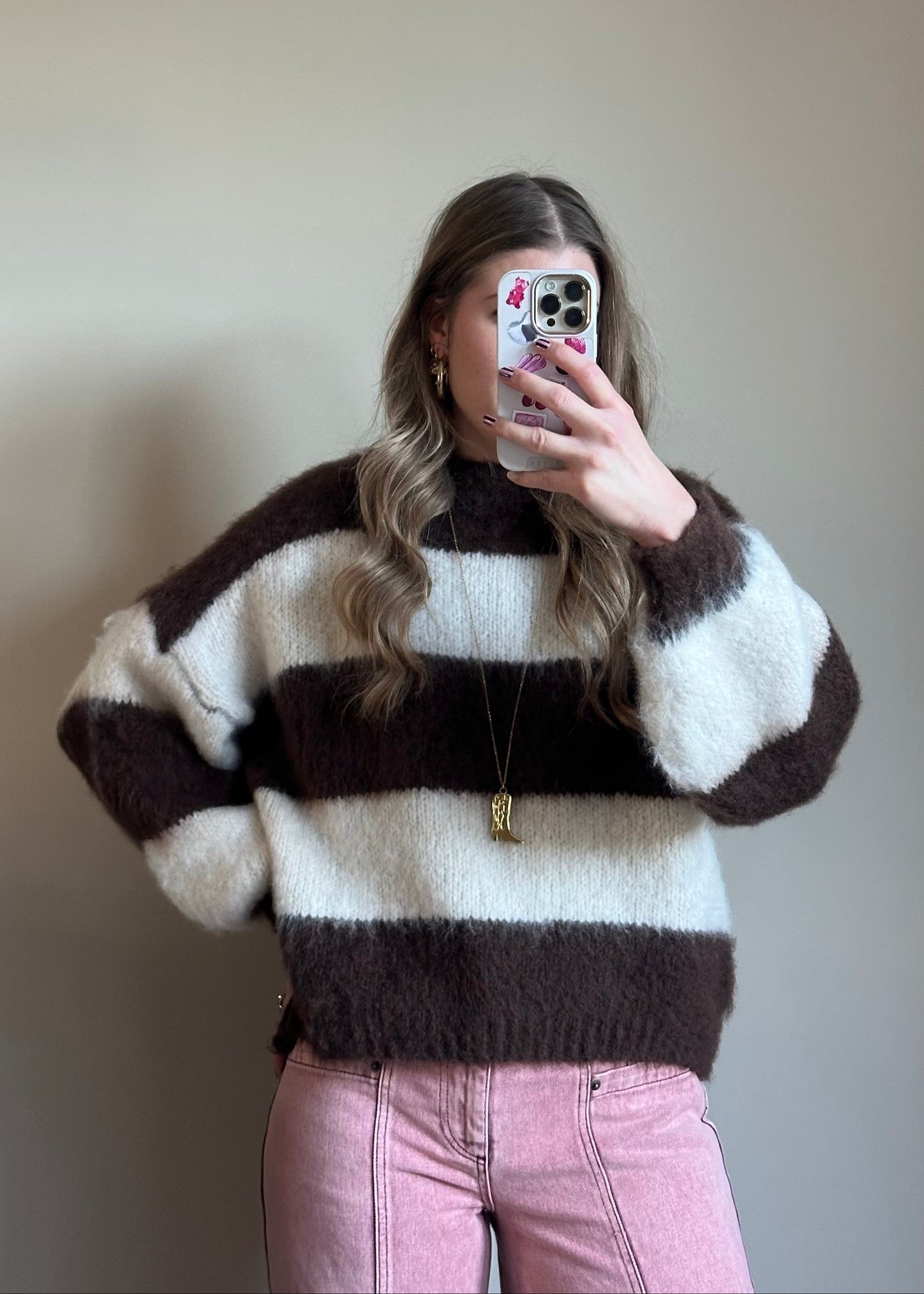 Laura gestreifter Pullover Schoko