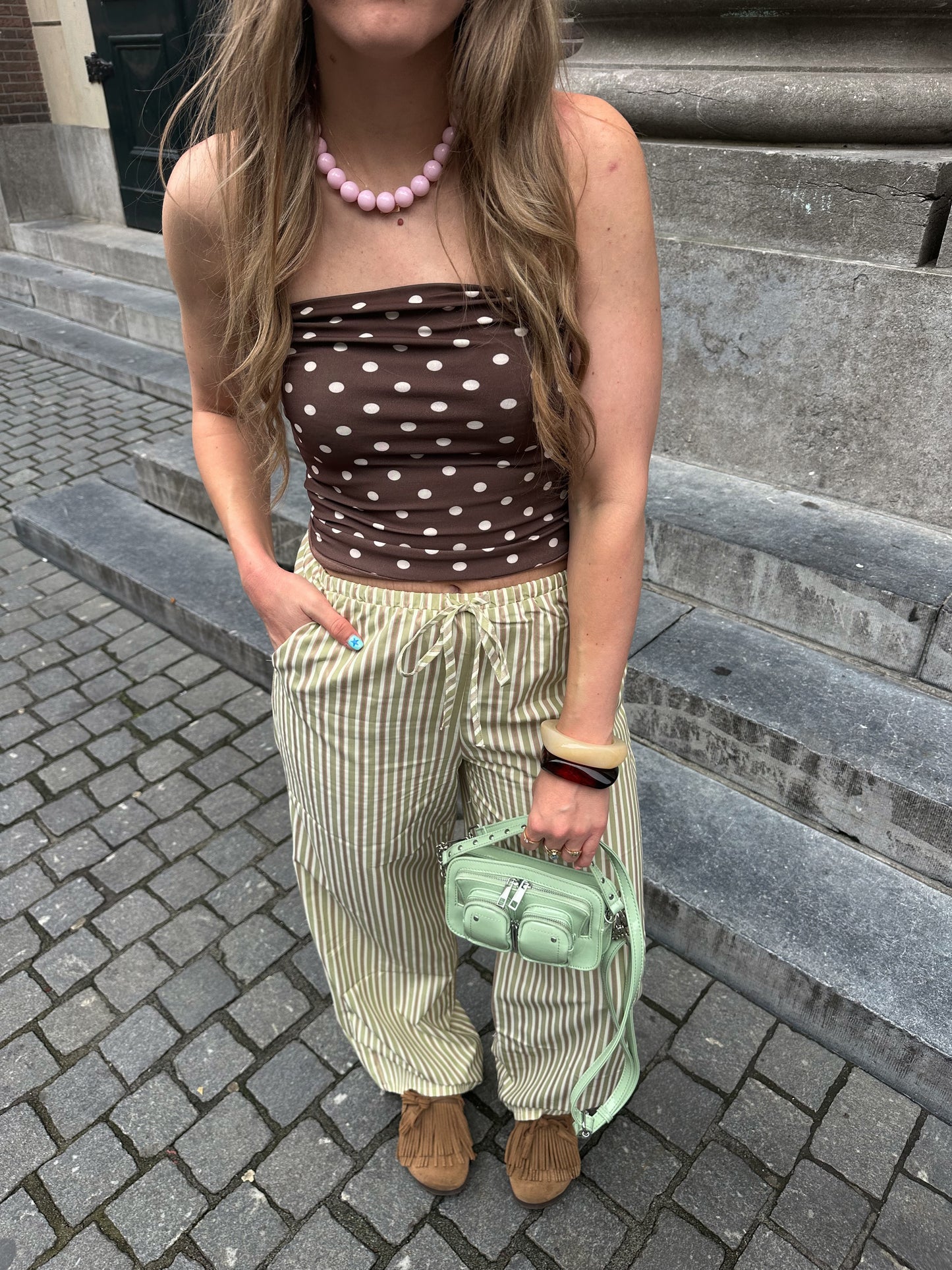 Chloe trägerloses Pünktchen-Top