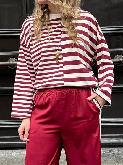 Amy Langarmshirt gestreift Burgund