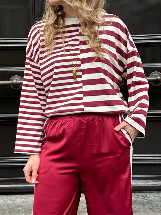 Amy Langarmshirt gestreift Burgund