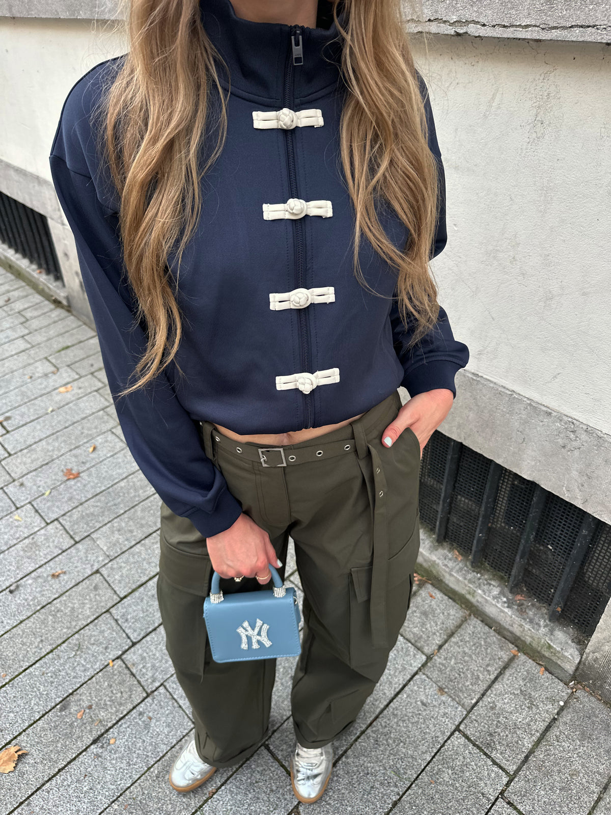Leona Esme mandarin button jacket navy