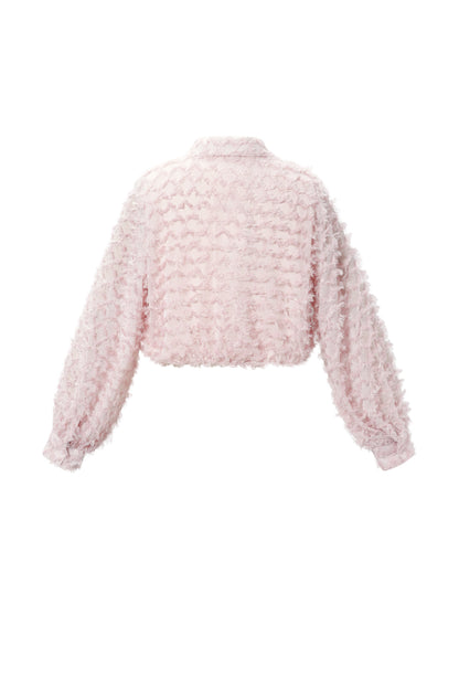 Alexis cropped feather blousje soft pink