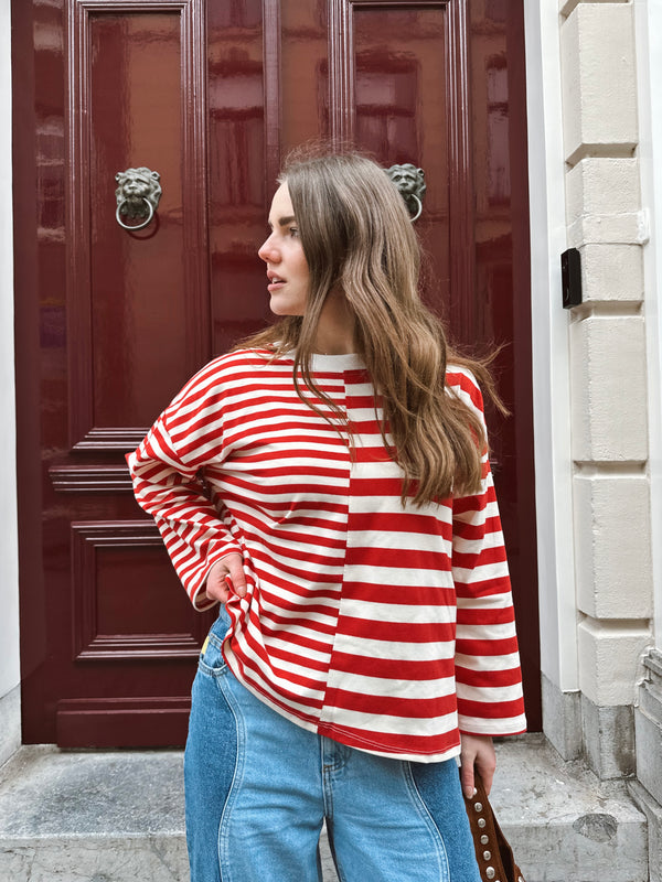 Amy gestreifter Langarmshirt rot