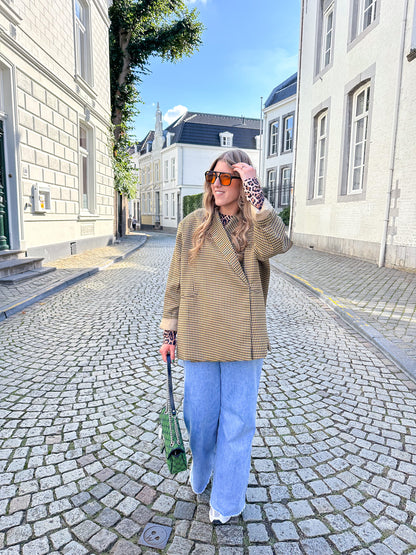 Kastenförmiger Oversize-Blazer kariert Senfgelb