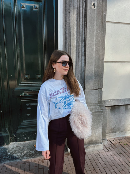 Studio Amaya Sardines Langarmshirt Print weiß