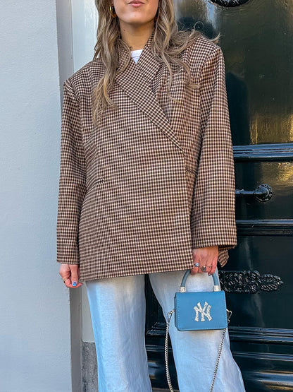 Boxy Oversize-Blazer kariert braun