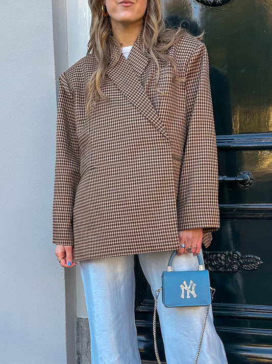 Boxy Oversize-Blazer kariert braun