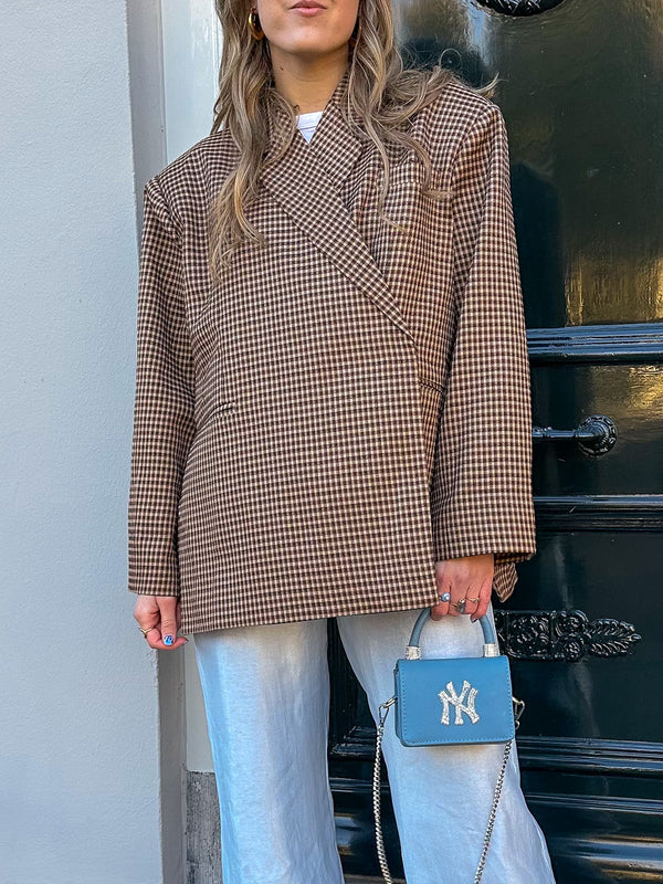 Boxy Oversize-Blazer kariert braun