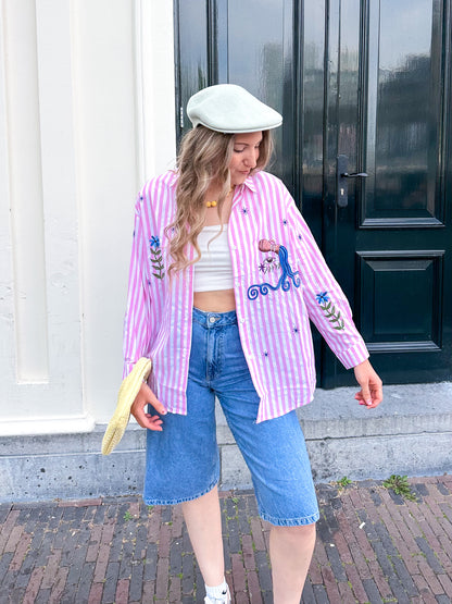Bluse mit pinken Streifen-Patches