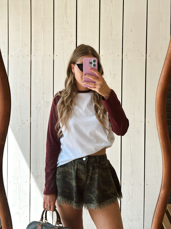 Juul two toned baseball longsleeve bordeaux