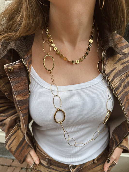 Billionaire korte chain ketting met muntjes gold