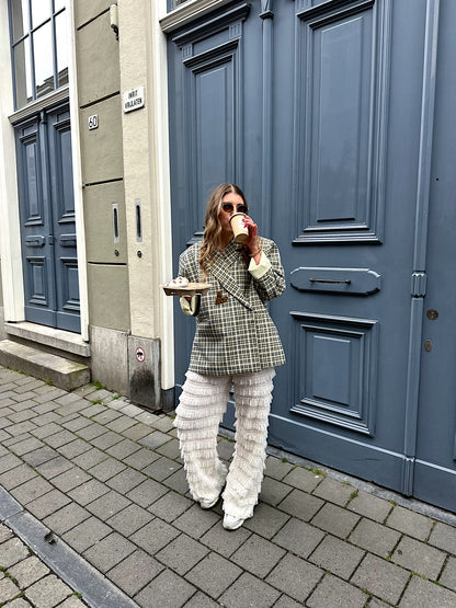Kastenförmiger Oversized-Blazer kariert blau gelb