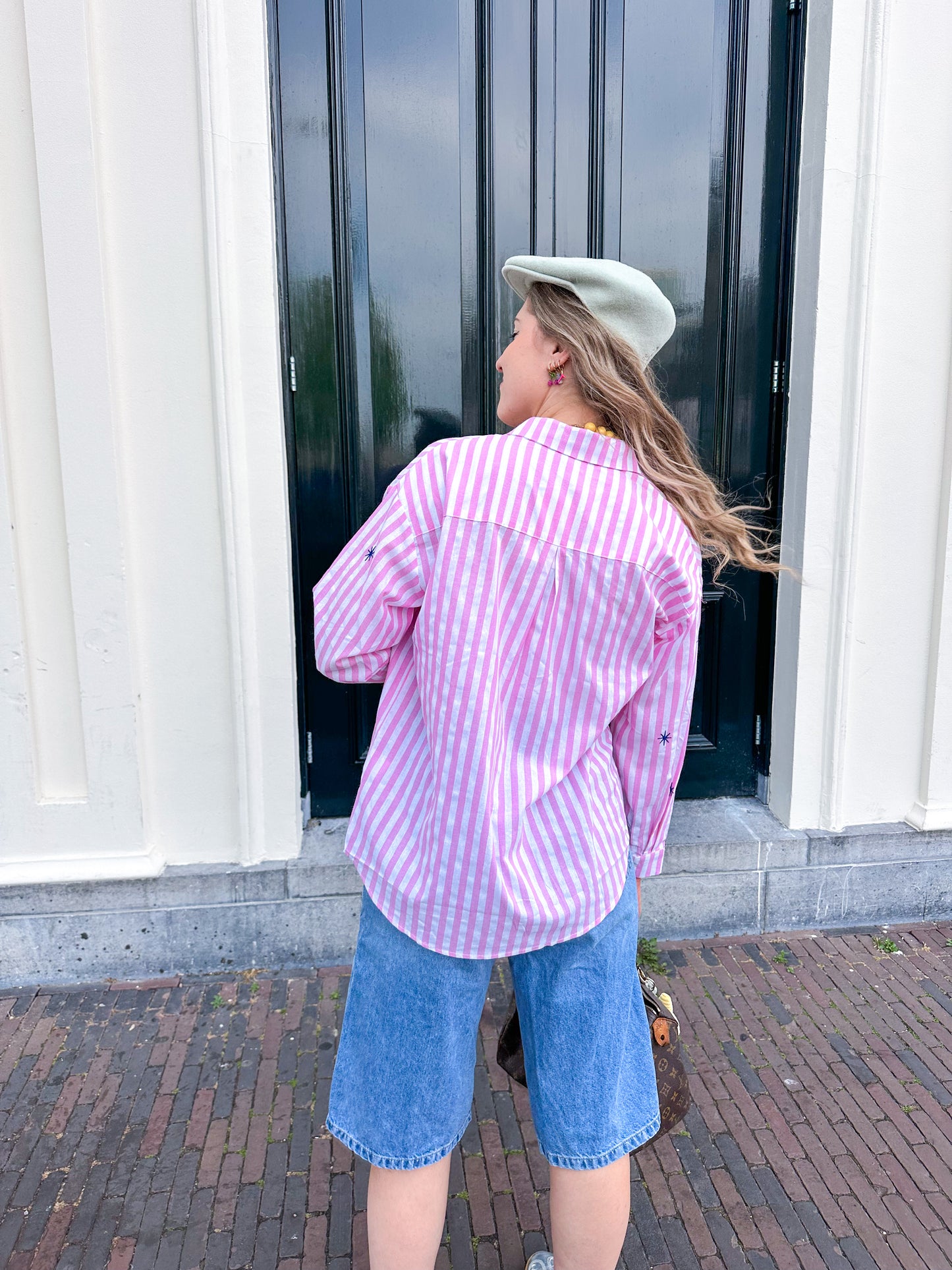 Bluse mit pinken Streifen-Patches