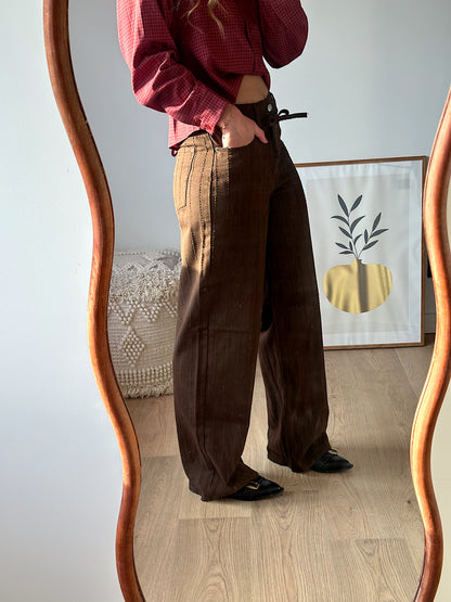 JXZOE sille wide leg denim pants bruin