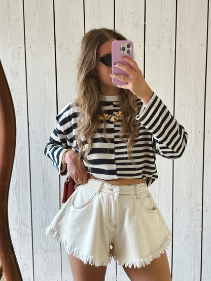 Guusje denim shorts gerafeld off-white