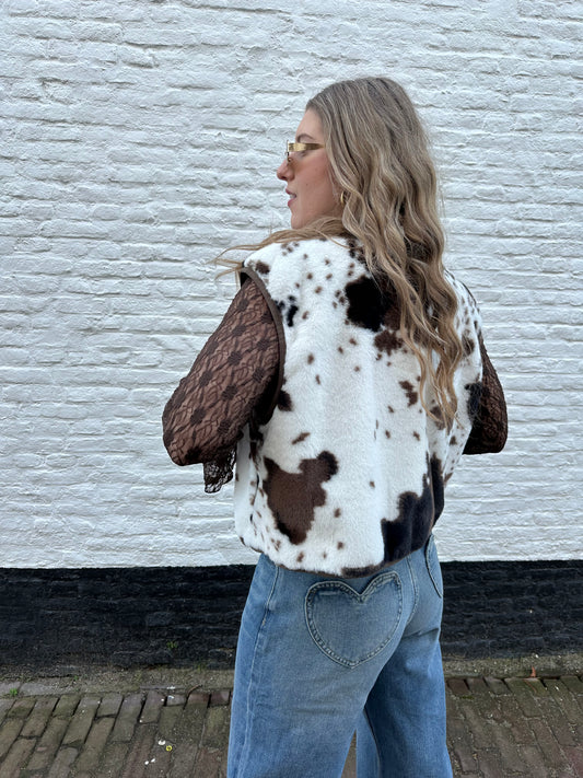 Jill Teddy-Gilet Kuhdruck