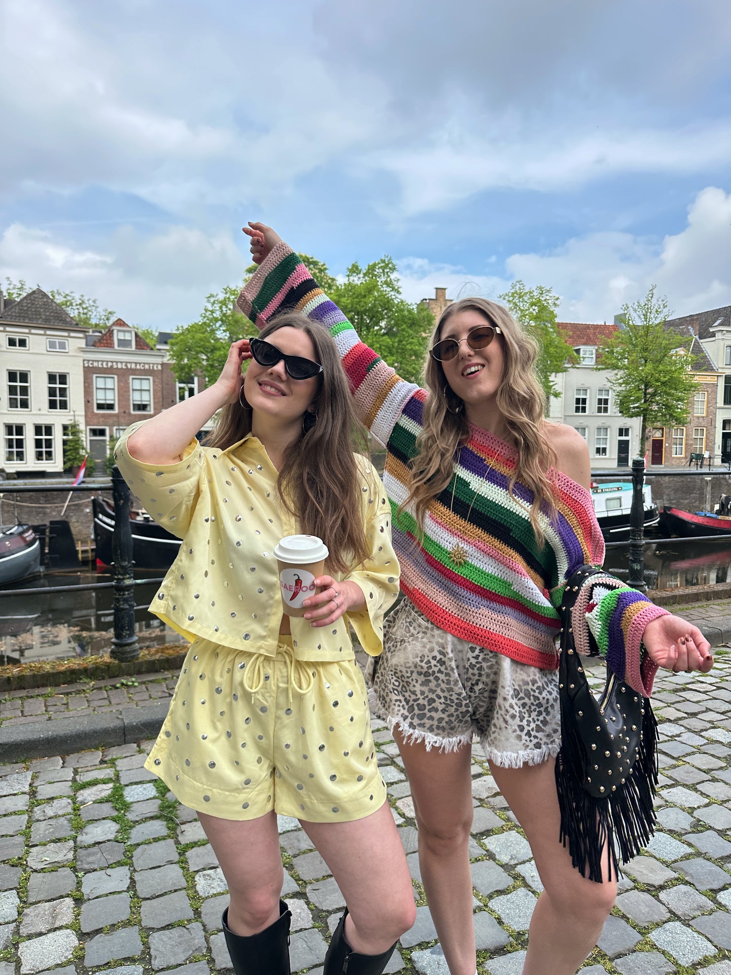 Guusje Denim-Shorts Leopard ausgefranst Beige