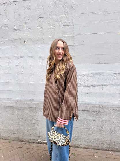 Boxy Oversize-Blazer kariert braun