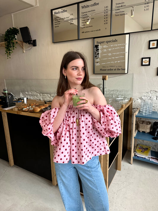 Fay Polkadot Top Rosa