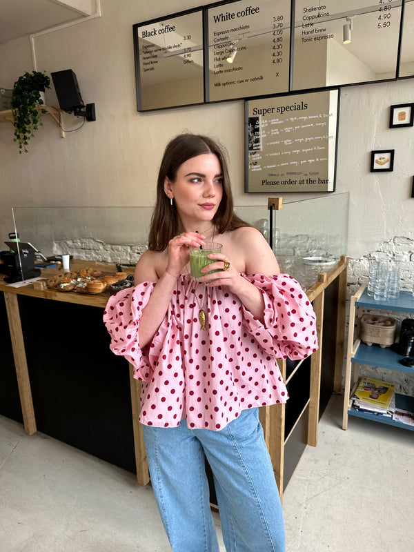 Fay Polkadot Top Rosa