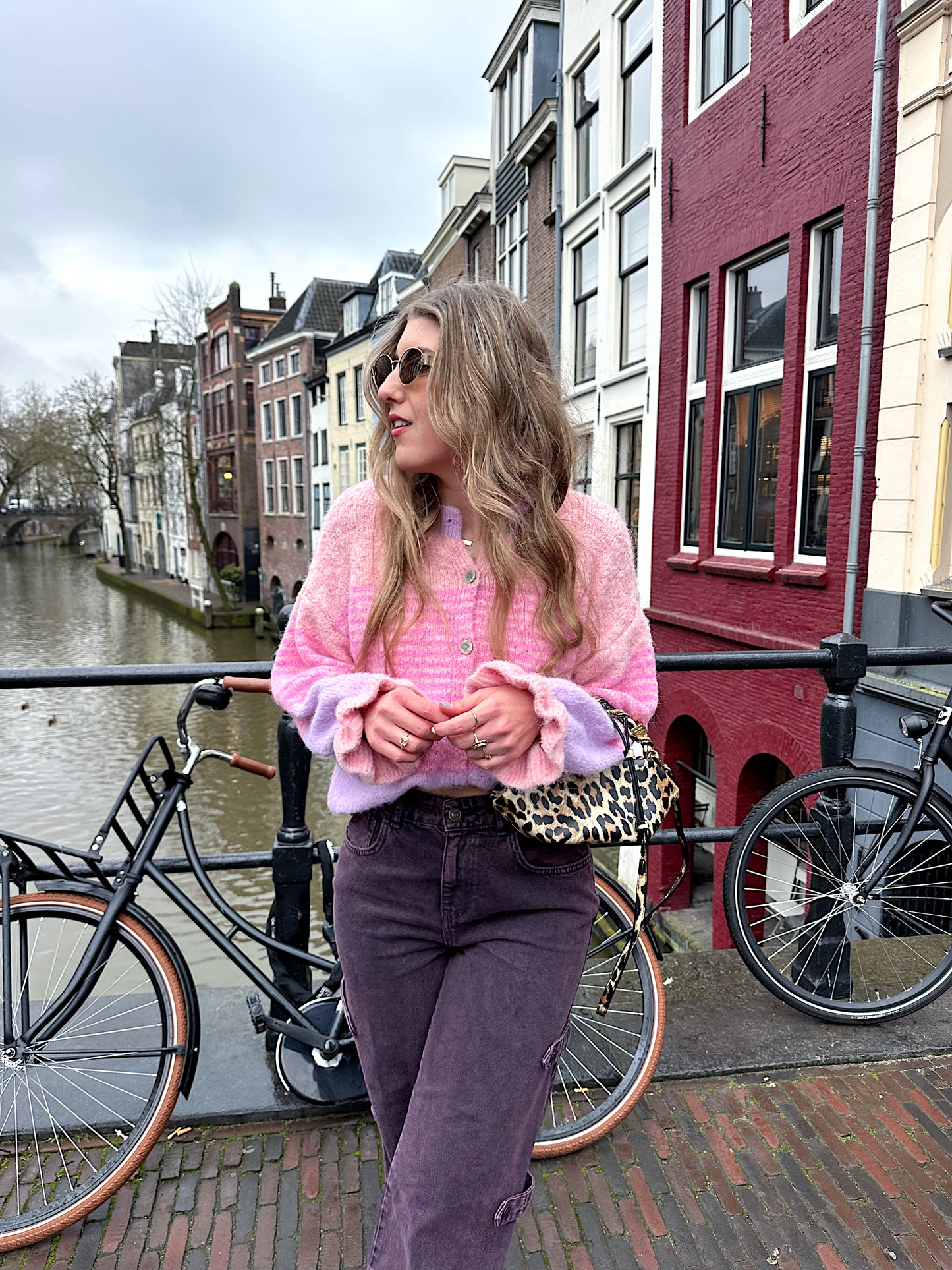 Lisa gestreifte Weste rosa
