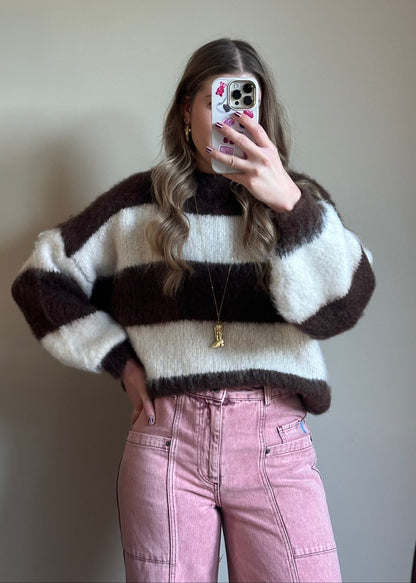 Laura gestreifter Pullover Schoko