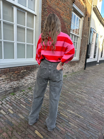 Amour Straight Leg Jeans mit Herzen Grau
