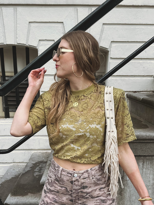 Refined Department ANGIE T-Shirt geblümt Army Green