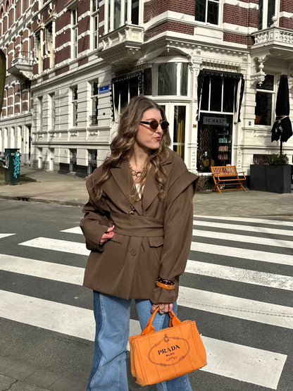 Isabella Blazer mit Gürtel Braun