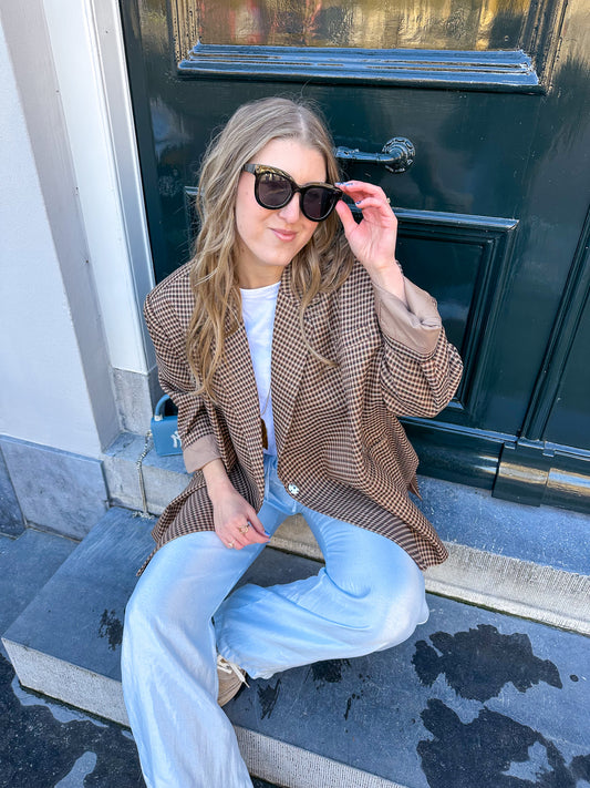 Boxy Oversize-Blazer kariert braun