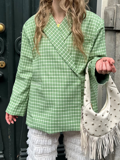 Boxy Oversized Blazer kariert grün