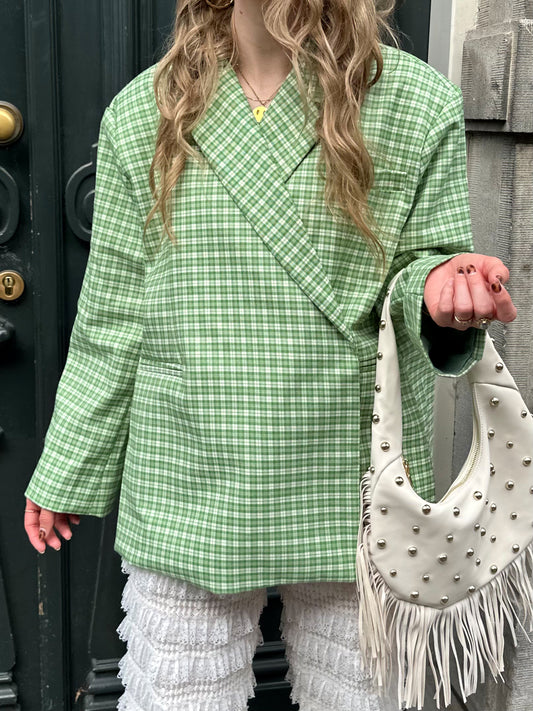 Boxy Oversized Blazer kariert grün