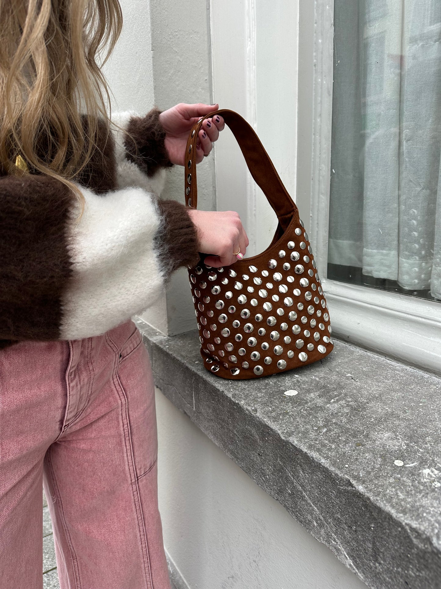 Rosentasche Nieten Wildleder