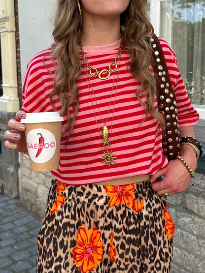 Loes T-Shirt mit Streifen rosa rot