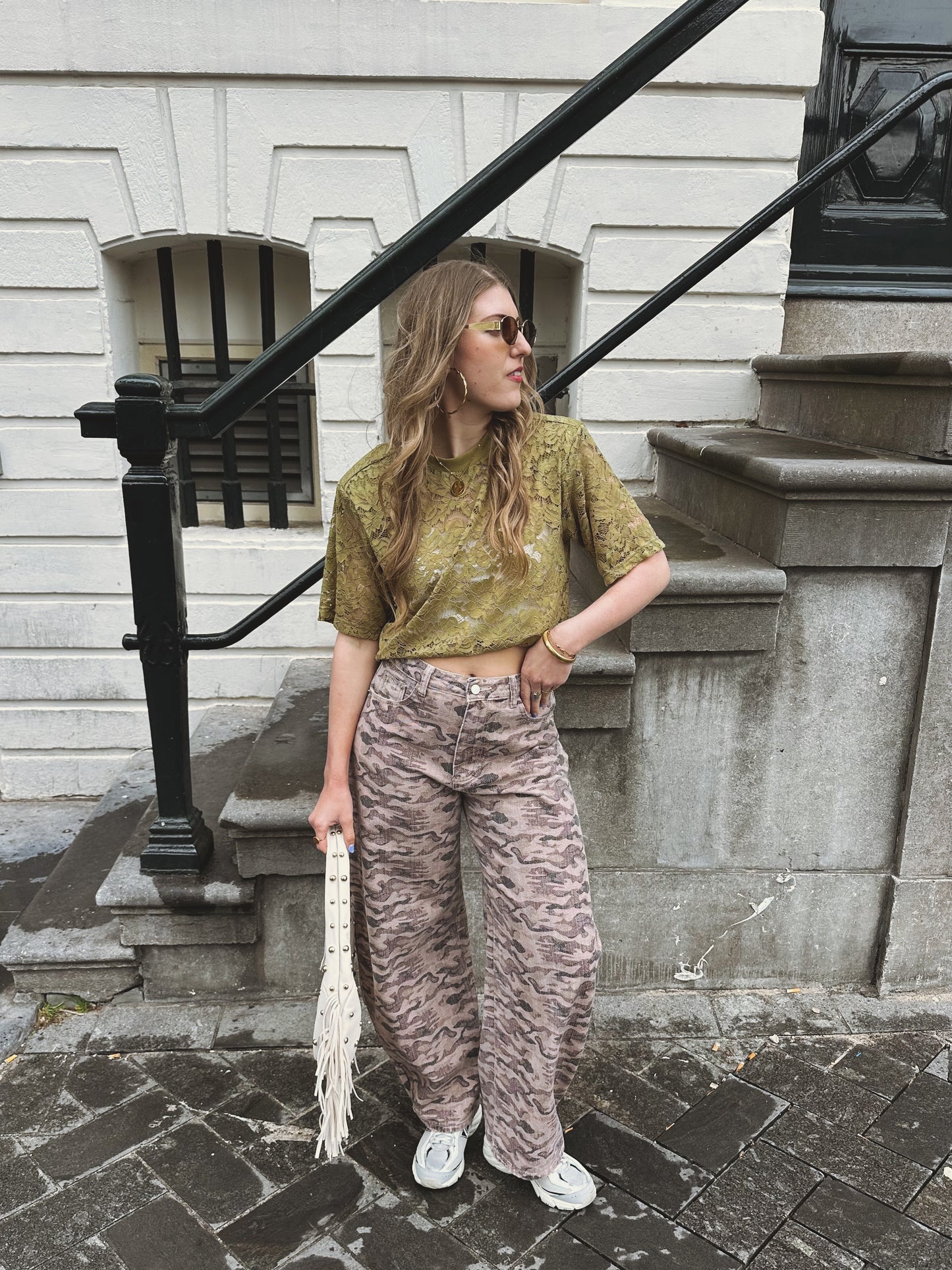 Refined Department ANGIE T-Shirt geblümt Army Green
