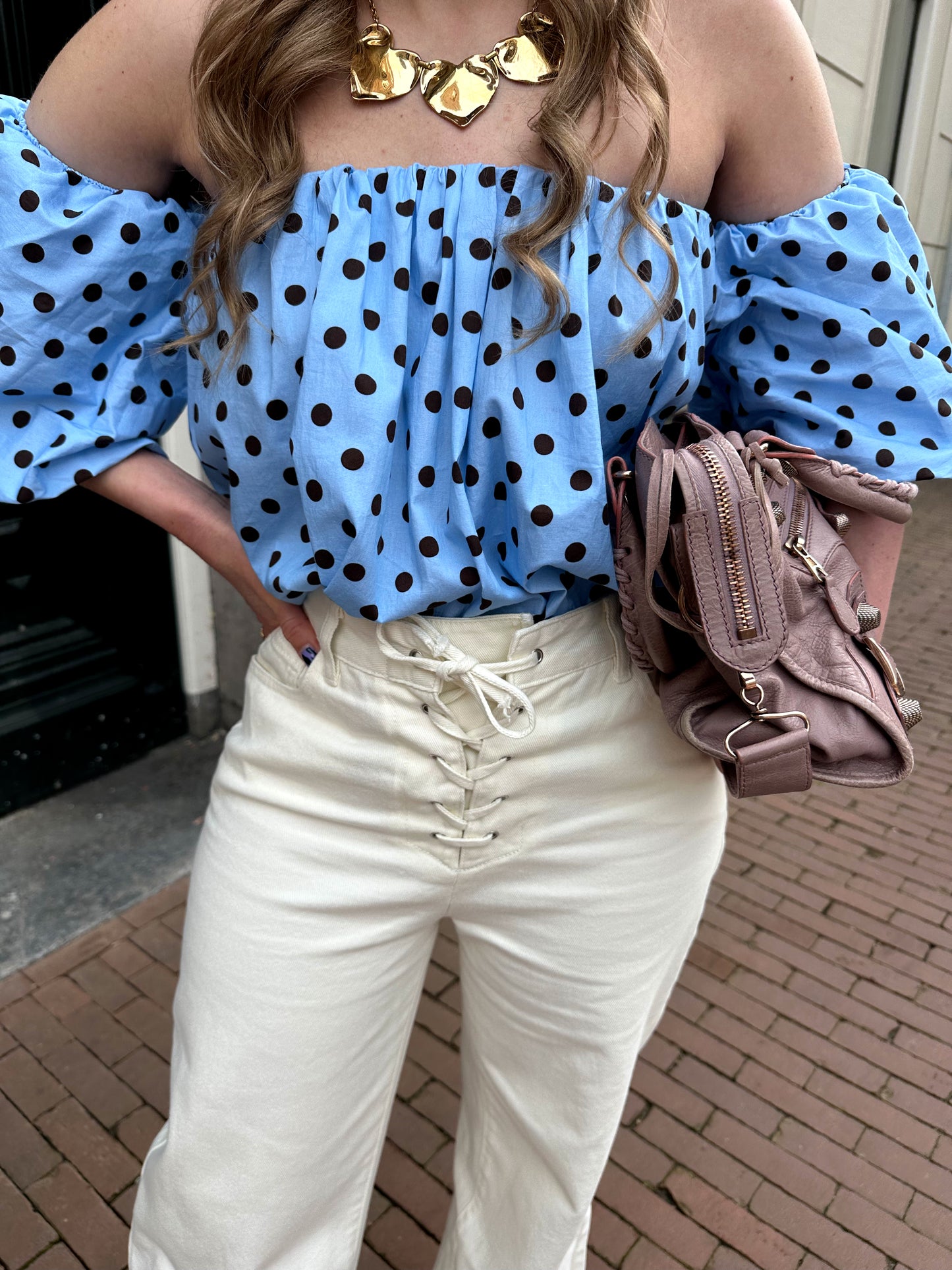 Fay Polka-Dot-Top Blau