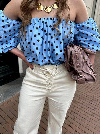 Fay Polka-Dot-Top Blau