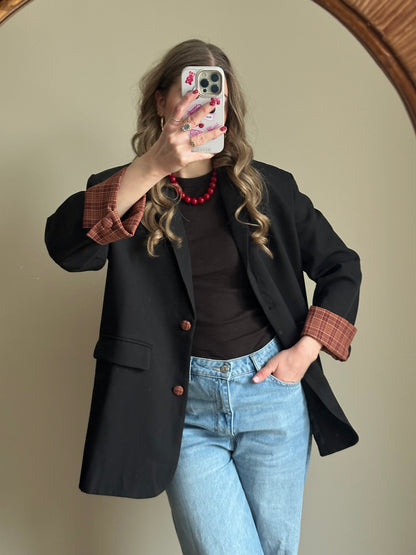 Zoey Blazer schwarz mit Karodetail