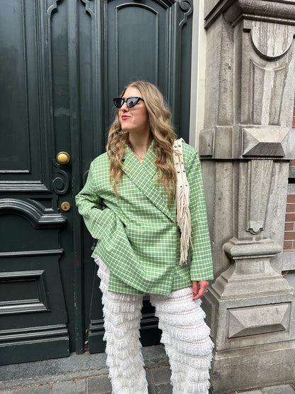 Boxy Oversized Blazer kariert grün