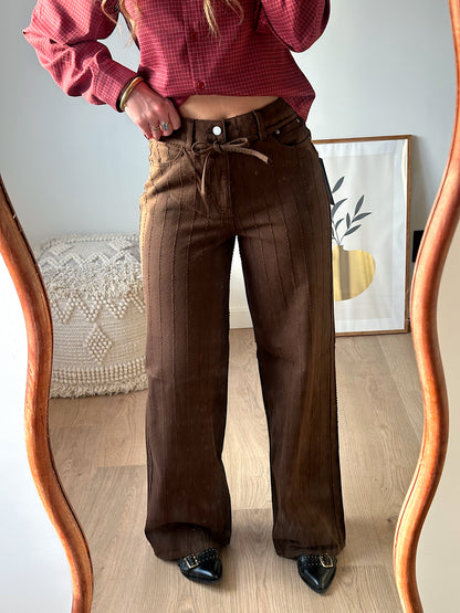 JXZOE sille wide leg denim pants bruin